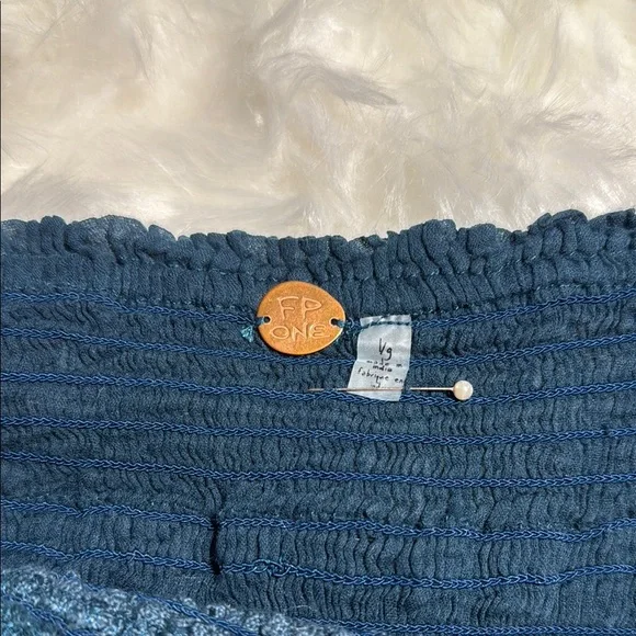 Free People Deep Blue Blouse - Picture 8 of 9